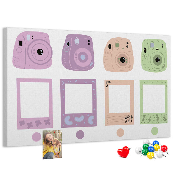 Tablica korkowa Kolorowe aparaty fotograficzne w pastelach