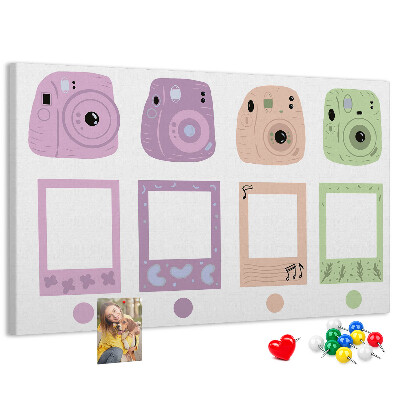 Tablica korkowa Kolorowe aparaty fotograficzne w pastelach