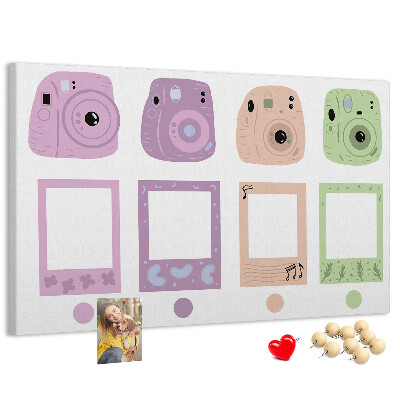 Tablica korkowa Kolorowe aparaty fotograficzne w pastelach