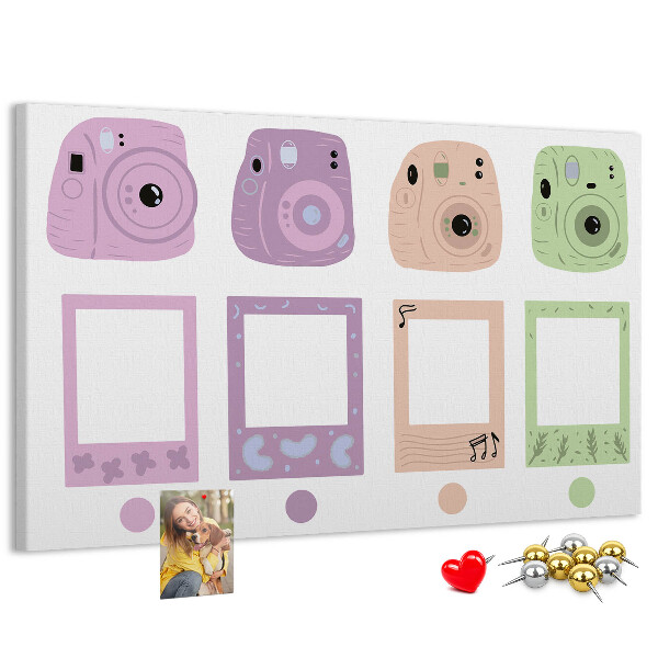 Tablica korkowa Kolorowe aparaty fotograficzne w pastelach