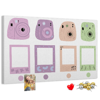 Tablica korkowa Kolorowe aparaty fotograficzne w pastelach