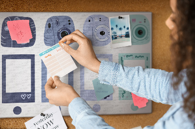 Tablica korkowa ozdobna Różnorodne aparaty fotograficzne w stylu retro