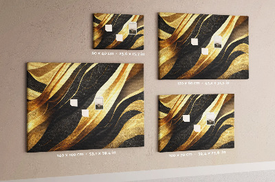 Tablica korkowa Złote i czarne fale materiału
