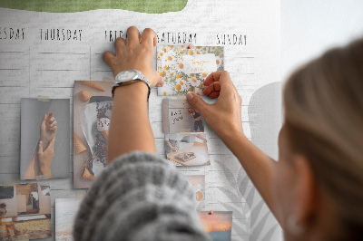 Tablica korkowa ozdobna Planer tygodniowy z roślinnym motywem
