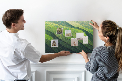 Tablica korkowa Zielone fale wzmocnione teksturą ziemi