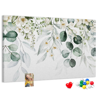 Tablica korkowa ozdobna Kwiatowe i liściaste wzory w pastelach