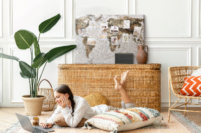 Tablica korkowa ozdobna Mapa świata w odcieniach brązu.