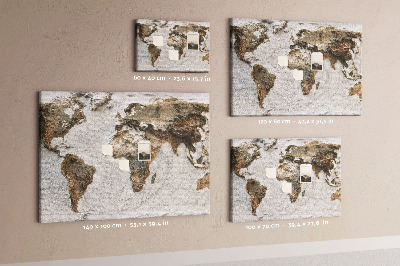 Tablica korkowa ozdobna Mapa świata w odcieniach brązu.