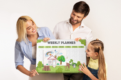 Tablica korkowa Leśny tygodniowy plan z sympatycznymi zwierzętami