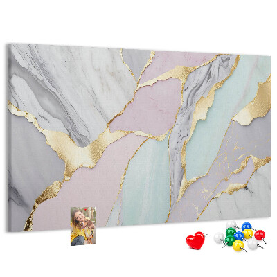 Tablica korkowa Elegancki marmur z złotymi akcentami