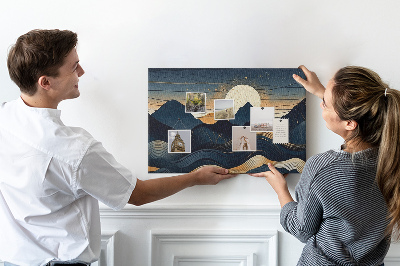Tablica korkowa Górski krajobraz w nocnym świetle.