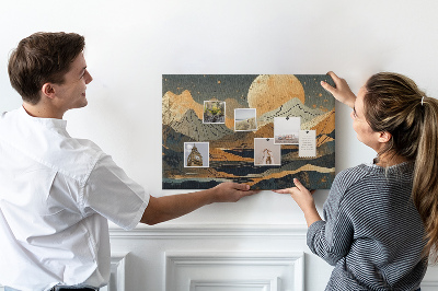 Tablica korkowa ozdobna Górski krajobraz z księżycem w tle