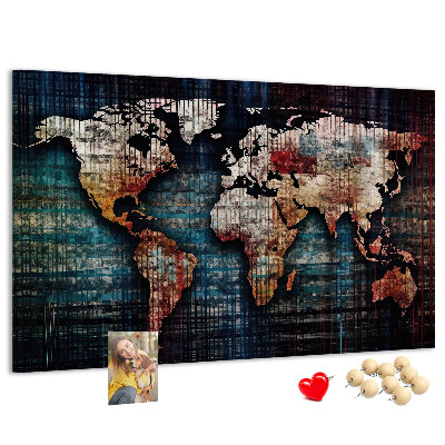 Tablica korkowa ozdobna Stylizowana mapa świata w kolorach ziemi.