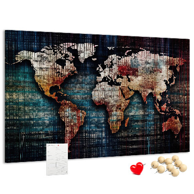 Tablica korkowa ozdobna Stylizowana mapa świata w kolorach ziemi.