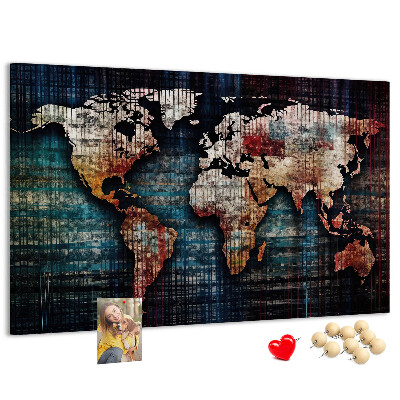 Tablica korkowa ozdobna Stylizowana mapa świata w kolorach ziemi.