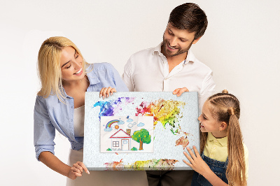 Tablica korkowa Kolorowa mapa świata w akwareli