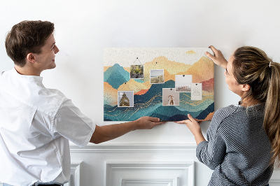 Tablica korkowa ozdobna Abstrakcyjne góry w pastelowych odcieniach