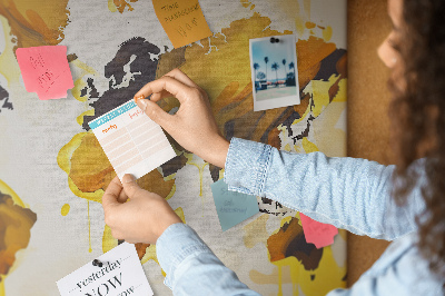 Tablica korkowa z nadrukiem Abstrakcyjna mapa świata w ciepłych barwach