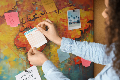 Tablica korkowa Kolorowa mapa świata w intensywnych barwach