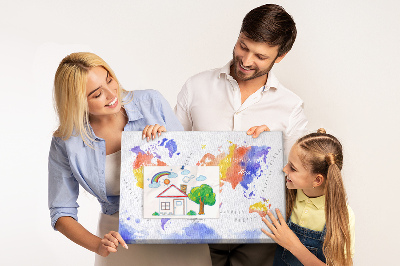 Tablica korkowa Kolorowa mapa świata w akwarelowym stylu