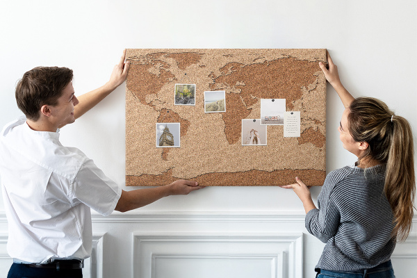 Tablica korkowa ozdobna Mapa świata z korka naturalnego