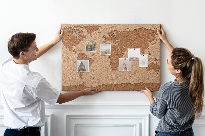 Tablica korkowa ozdobna Mapa świata z korka naturalnego