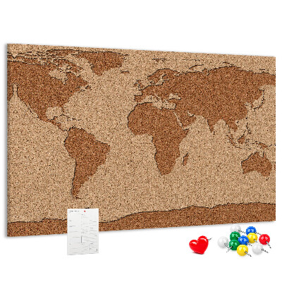 Tablica korkowa ozdobna Mapa świata z korka naturalnego