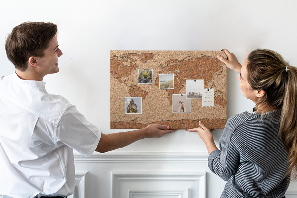 Tablica korkowa ozdobna Mapa świata z korka naturalnego