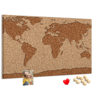 Tablica korkowa ozdobna Mapa świata z korka naturalnego