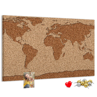 Tablica korkowa ozdobna Mapa świata z korka naturalnego