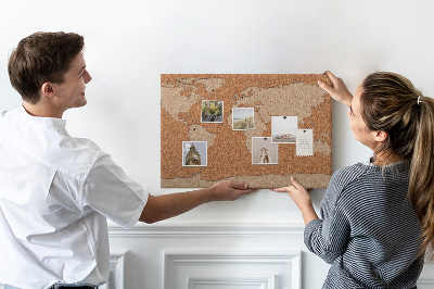 Tablica korkowa Mapa świata na korkowej tablicy