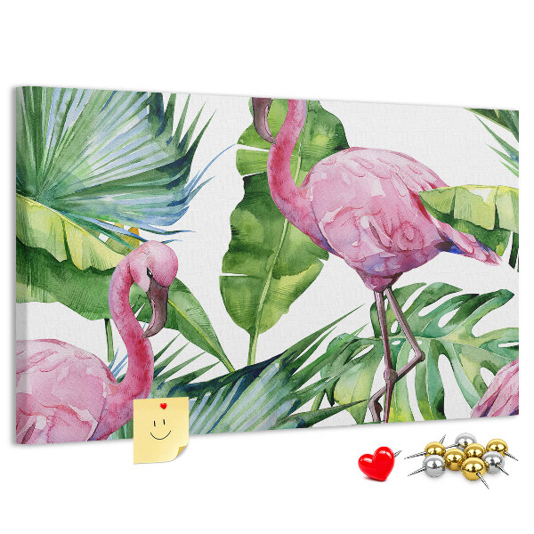 Tablica korkowa ozdobna Różowe flamingi w tropikalnym otoczeniu