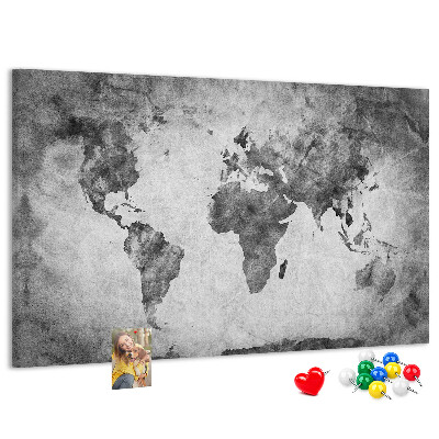 Tablica korkowa Staroświecka mapa świata w odcieniach szarości