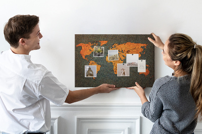 Tablica korkowa ozdobna Starożytna mapa świata w odcieniach brązu
