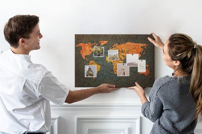 Tablica korkowa Stara mapa świata w ciepłych odcieniach
