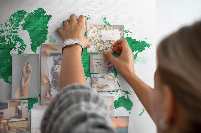 Tablica korkowa ozdobna Zielona mapa świata w akwareli