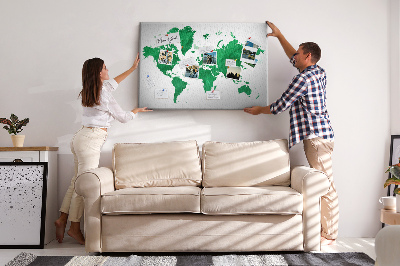 Tablica korkowa ozdobna Zielona mapa świata w akwareli