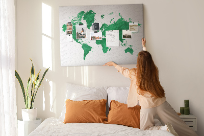 Tablica korkowa ozdobna Zielona mapa świata w akwareli