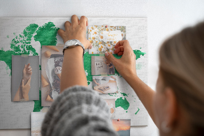 Tablica korkowa ozdobna Zielona mapa świata w akwareli