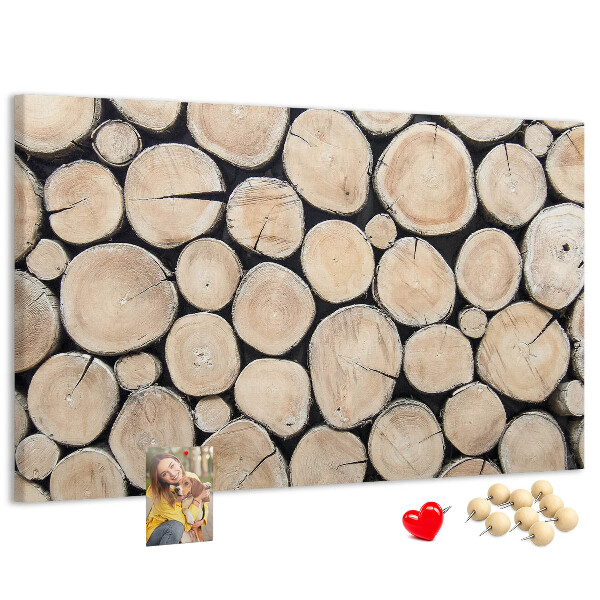 Tablica korkowa z nadrukiem Naturalne kręgi drewna na tle
