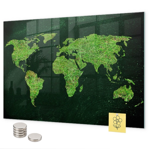 Tablica magnetyczna na magnesy Trawiasta mapa świata