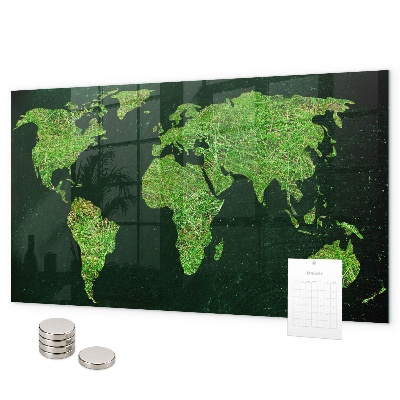 Tablica magnetyczna na magnesy Trawiasta mapa świata