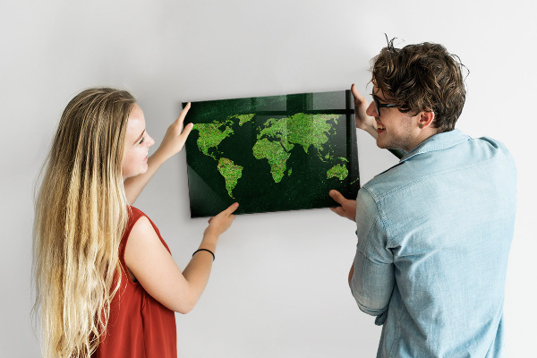 Tablica magnetyczna na magnesy Trawiasta mapa świata