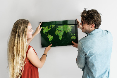 Tablica magnetyczna na magnesy Trawiasta mapa świata