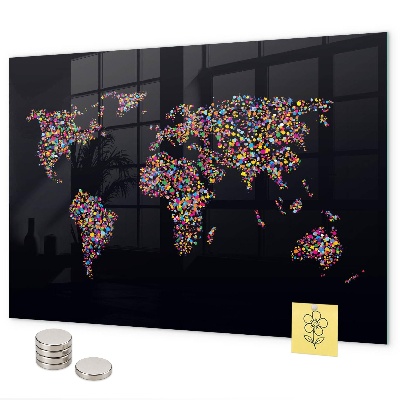 Tablica magnetyczna na magnesy Mapa świata z kropek