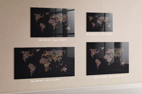 Tablica magnetyczna na magnesy Mapa świata z kropek