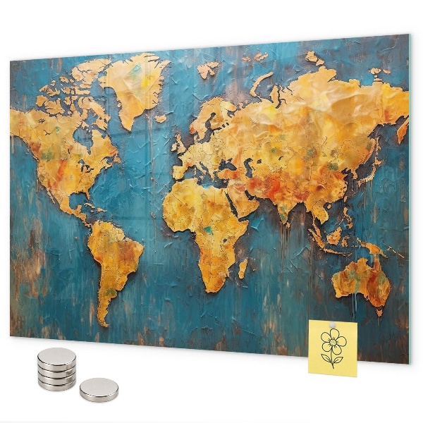 Tablica magnetyczna na magnesy Dekoracyjna mapa świata