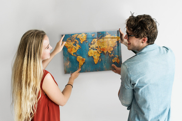 Tablica magnetyczna na magnesy Dekoracyjna mapa świata