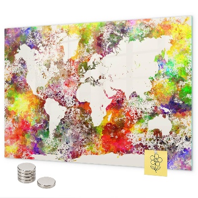 Tablica magnetyczna Mapa świata w akwareli