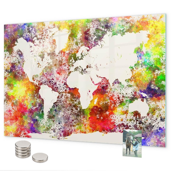 Tablica magnetyczna Mapa świata w akwareli